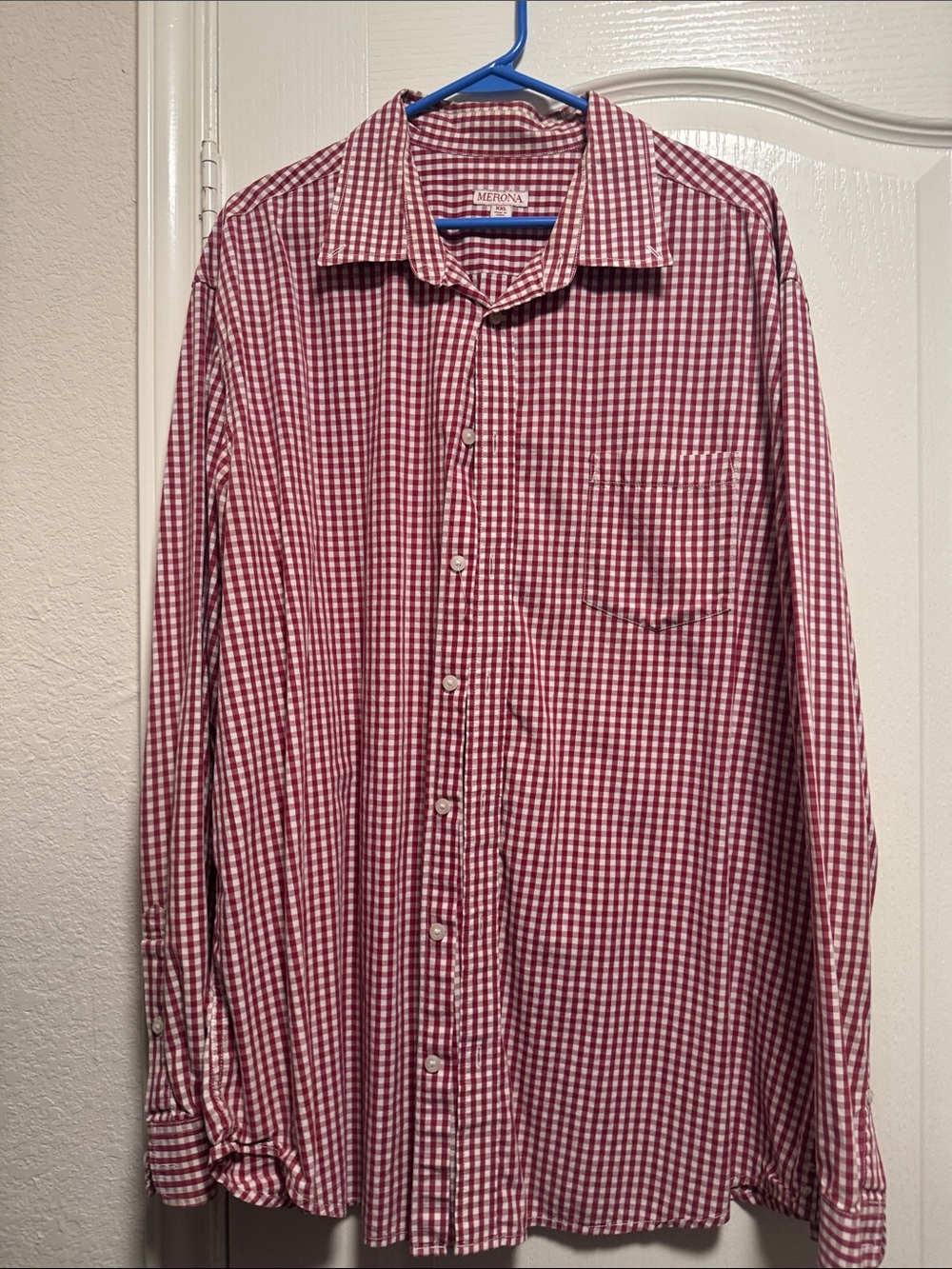 Merona Red and White Gingham Long-Sleeve Button-Up Shirt
